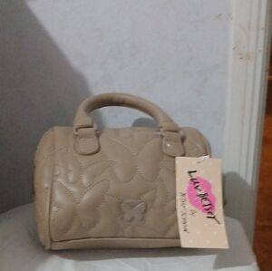 Tan Quilted Leather Satchel with Gold Hardware